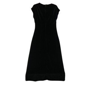 Vintage Jacqueline Ferrar Black Velvet Maxi Dress Size 4 Stretch Holiday Formal